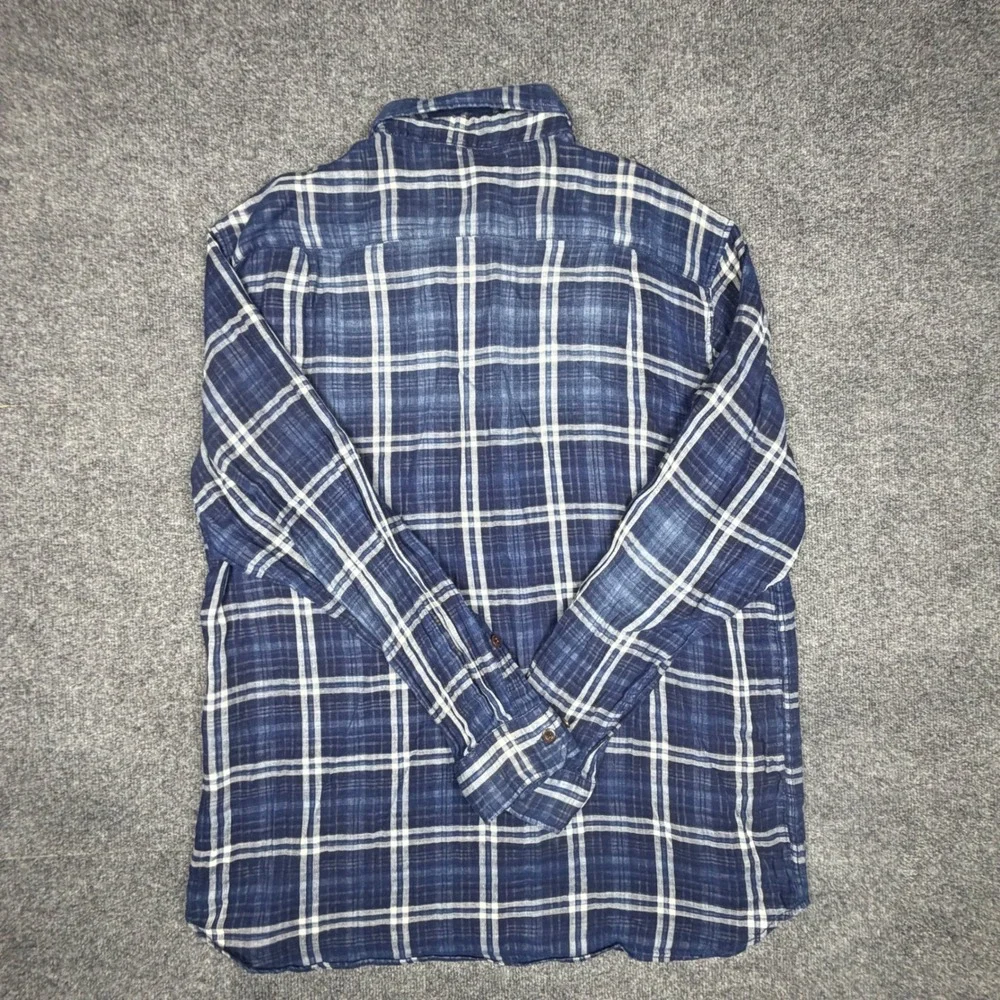 Orvis Mens Blue White Plaid Cotton Button Down Shirt Large 4K7P 0553